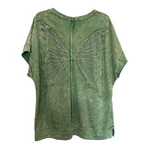 J. Her Green Butterfly Wing  lace back sweatshirt top size large